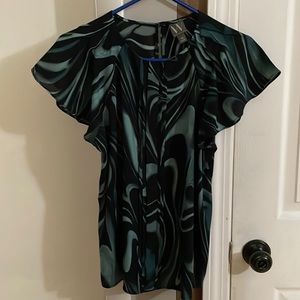 Worthington black and teal short sleeved shirt